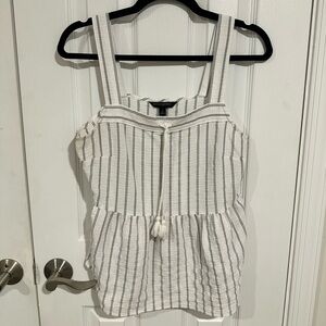 Striped Sleeveless Top with Drawstring
